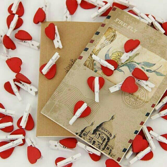 10 pcs Wooden Clip Set Love 2,5 cm / Penjepit Foto Kayu Hati / Jepitan Kayu / Wooden Peg
