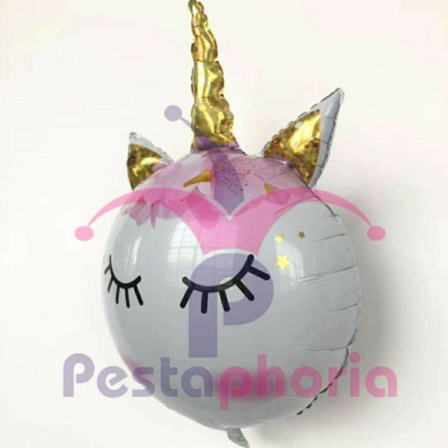 Balon Foil Unicorn Bulat Eyelash Jumbo Size 90 cm x 60cm