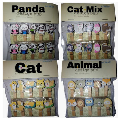 Wooden Clip Set Character / Penjepit Foto Kayu Karakter Kartun / Jepitan Kayu