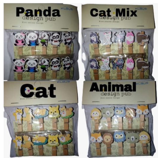 Wooden Clip Set Character / Penjepit Foto Kayu Karakter Kartun / Jepitan Kayu