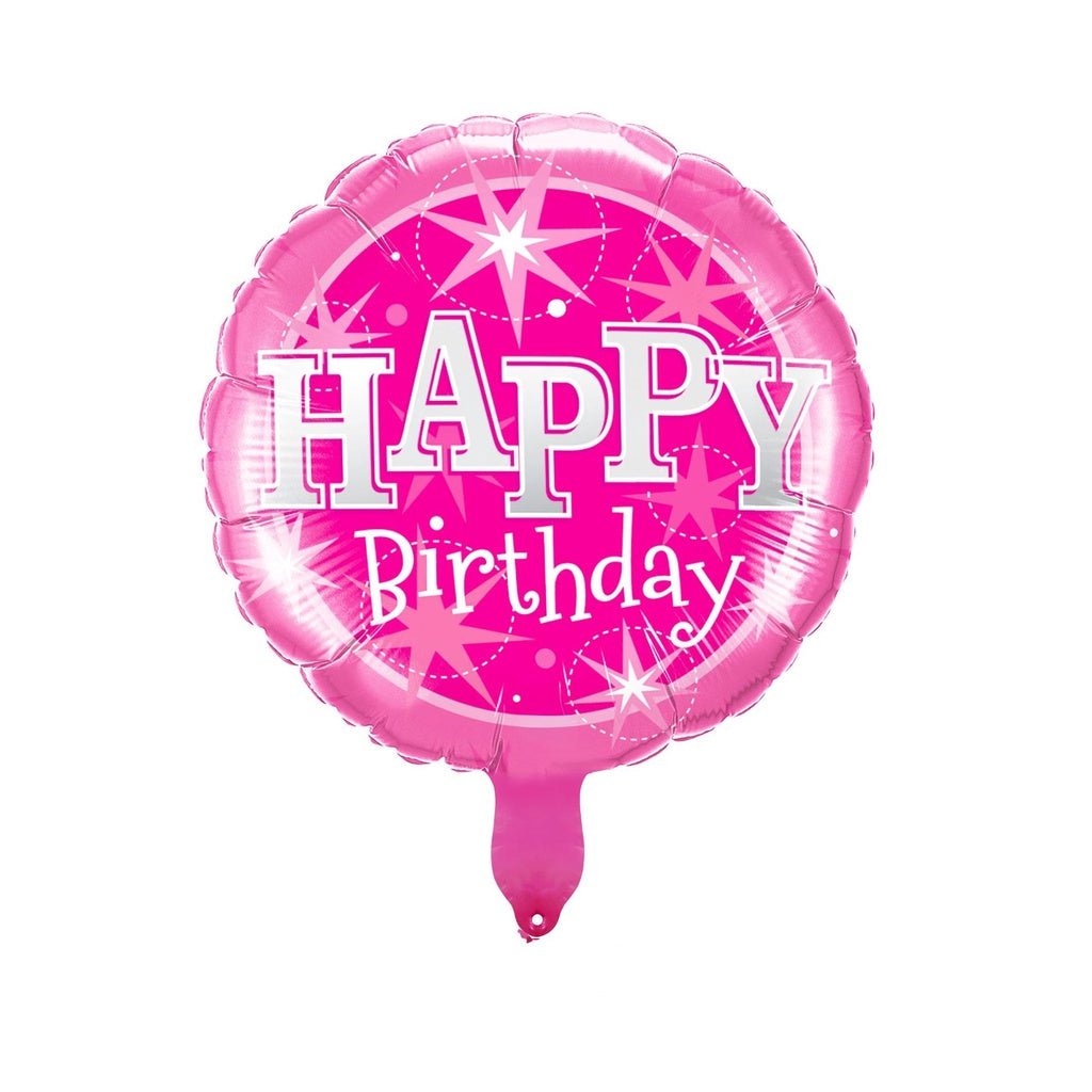 Balon Foil Bulat HBD / Happy Birthday Round Starburst Size 45 cm