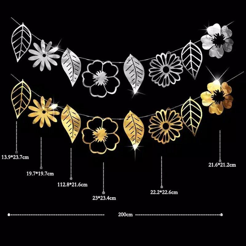 Banner Hollow Flowers Leaves
