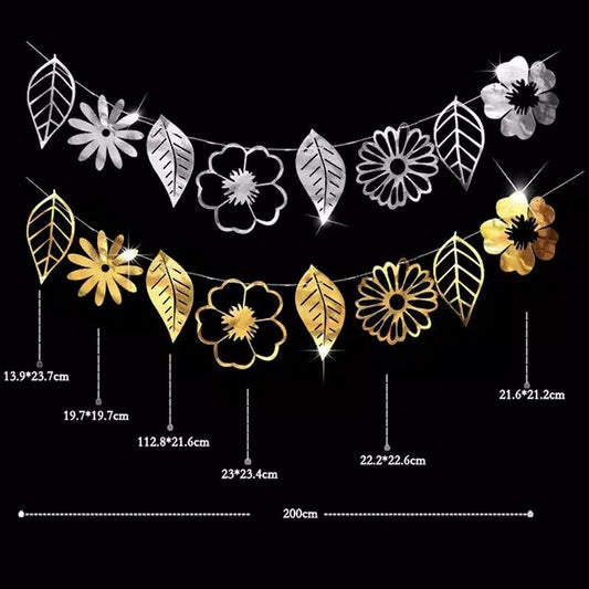 Banner Hollow Flowers Leaves