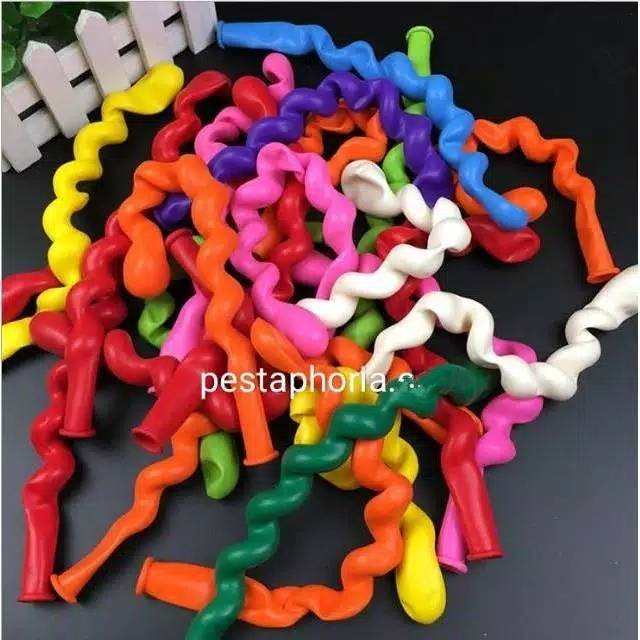 Balon Latex / Lateks Spiral Tebal 4 gram/  Balon Twist / Balon Ulir 4 gram
