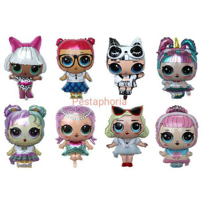 Balon Foil LOL Surprise Doll Diva, Mermaid,Unicorn, Student, White Skirt Jumbo Size 83 cm