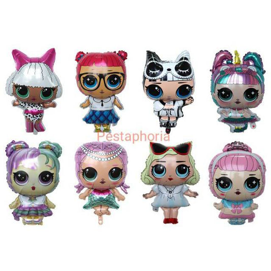 Balon Foil LOL Surprise Doll Diva, Mermaid,Unicorn, Student, White Skirt Jumbo Size 83 cm