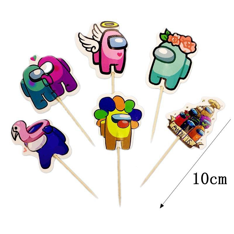1 Pack isi 24 pcs Cake Topper / Hiasan Kue Karakter Among Us