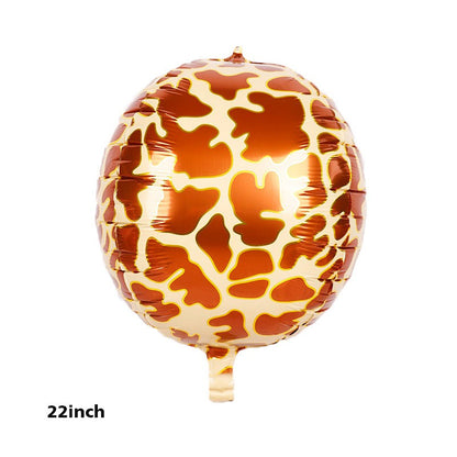 1 set isi 5 Balon Foil Bulat 4D Motif Animal Print Hewan Leopard Macan Zebra Ular Jerapah 22 inch