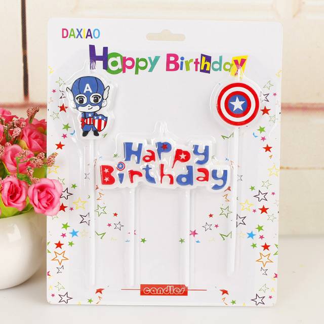 Lilin Ulang Tahun Ultah Karakter / Kartun Set Captain America