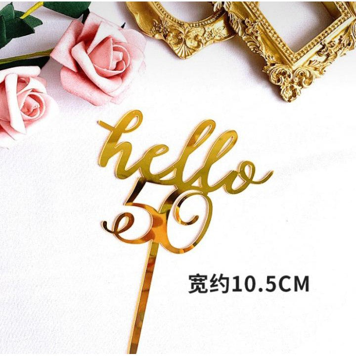 Cake Topper Acrylic HBD / Topper Kue Akrilik Happy Birthday Hello