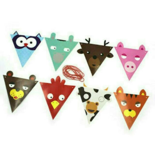 Bunting Flag / Banner Segitiga Kepala Hewan / Animals Head Bunting Flags / Banner