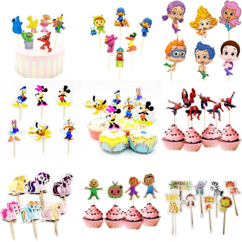1 Pack isi 24 pcs Cake Topper / Hiasan Kue Karakter /Kartun