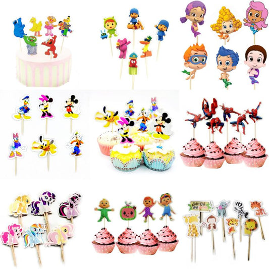 1 Pack isi 24 pcs Cake Topper / Hiasan Kue Karakter /Kartun