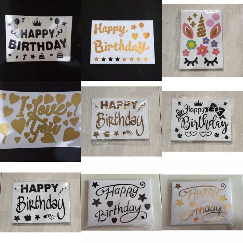 Stiker Bobo Balon PVC Ukuran 21 x 29 cm Balloon Sticker Tulisan Happy Birthday/I Love You/Graduation/Congrats