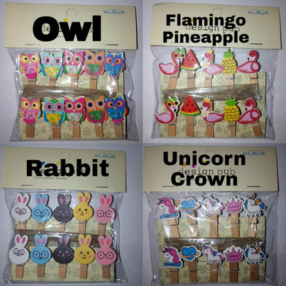 Wooden Clip Set Character / Penjepit Foto Kayu Karakter Kartun / Jepitan Kayu