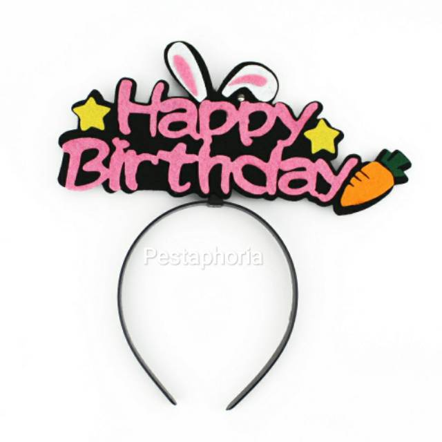 Bando / Headband Flanel LED Happy Birthday