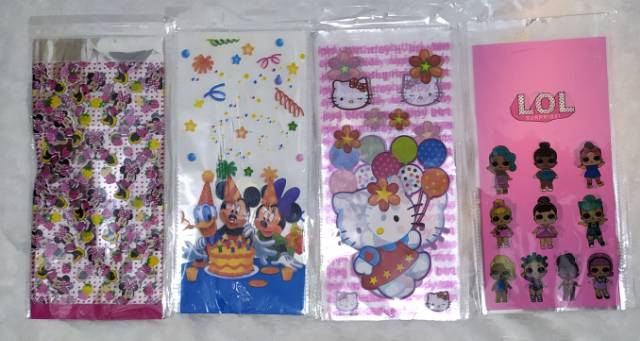 ( isi 10 pcs ) Plastik Snack Kartun / Goodie Bag Size Sedang 18 cm x 36 cm /  Bingkisan Ulang Tahun / Ultah
