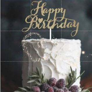 Cake Topper /Topper Kue HBD /Happy Birthday Huruf Besar, Latin Lurus, Pita, Swirly, Antlers Warna Gold Silver