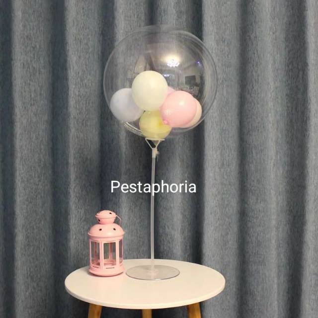 Stik Balon Transparan Set u/ Hiasan Meja / Table Base Balloon Stick Set 80 cm