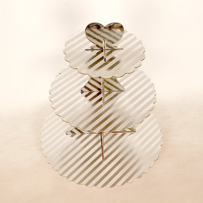 3 Tier Cupcake Stand / Cake Stand Gold Silver Polkadot Zigzag Star