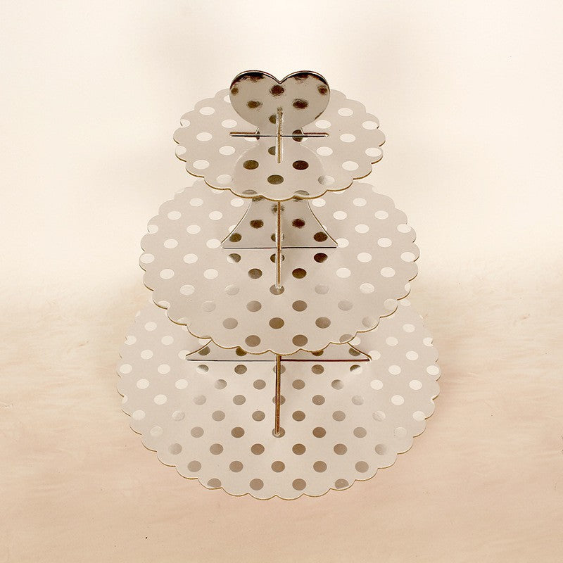 3 Tier Cupcake Stand / Cake Stand Gold Silver Polkadot Zigzag Star