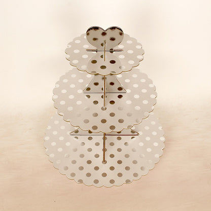 3 Tier Cupcake Stand / Cake Stand Gold Silver Polkadot Zigzag Star