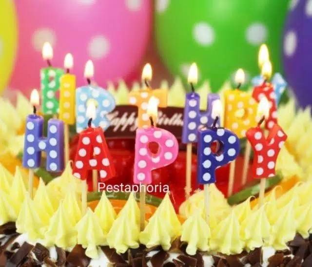 Lilin Ulang Tahun / Happy Birthday Candles Warna Warni Polkadot, Stripe, Polos