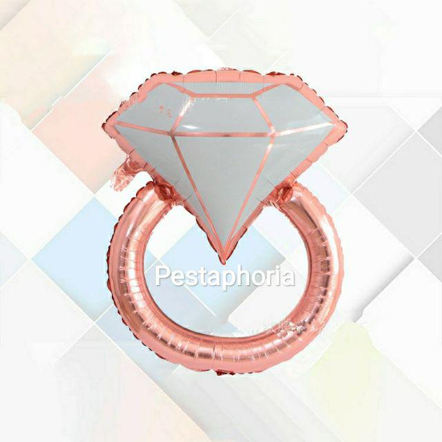 Balon Foil New Diamond Ring Rose Gold Size Jumbo 83 cm