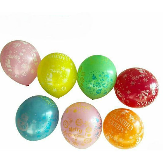 10 pcs Balon Latex / Latex Motif Natal / Merry Christmas & Happy New Year Size 12 inch