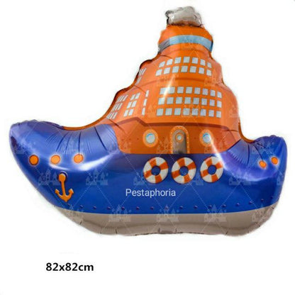 Balon Foil Captain Bear / Penguin / Submarine / Speedboat / Ship Size Jumbo