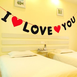 Bunting Flag / Banner I Love You Warna Black Red