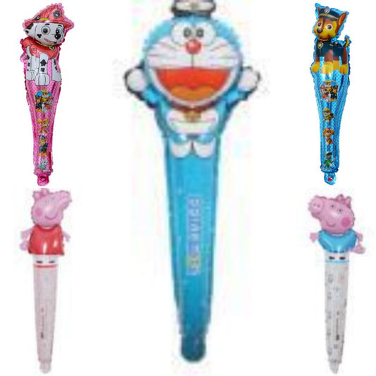 Balon Foil Pentung Panjang / Tongkat / Tenis / Handheld Doraemon, George, Peppa Pig, Marshall, Chase