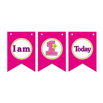 Bunting Banner / Flag I am 1 One Today Pink