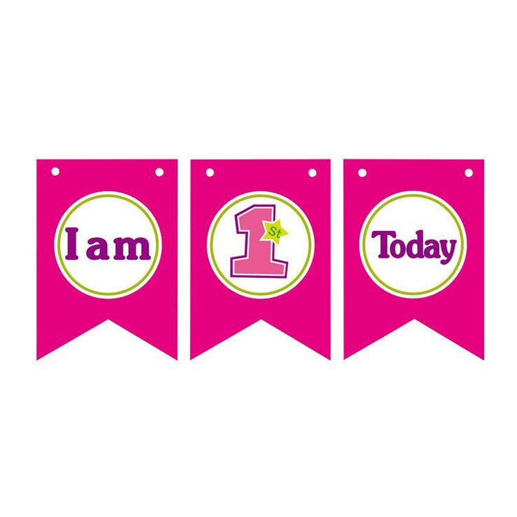 Bunting Banner / Flag I am 1 One Today Pink