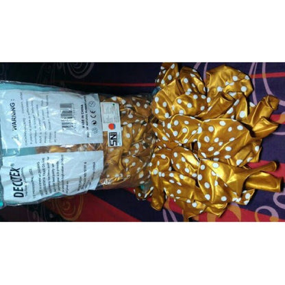 Balon Lateks/Latex Polkadot Metalik 12 inch Warna Gold