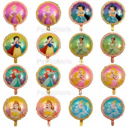 Balon Foil Princess Bulat Rapunzel,Belle,Cinderella,Aurora,Ariel,Jasmine,Snow White Size 45cm