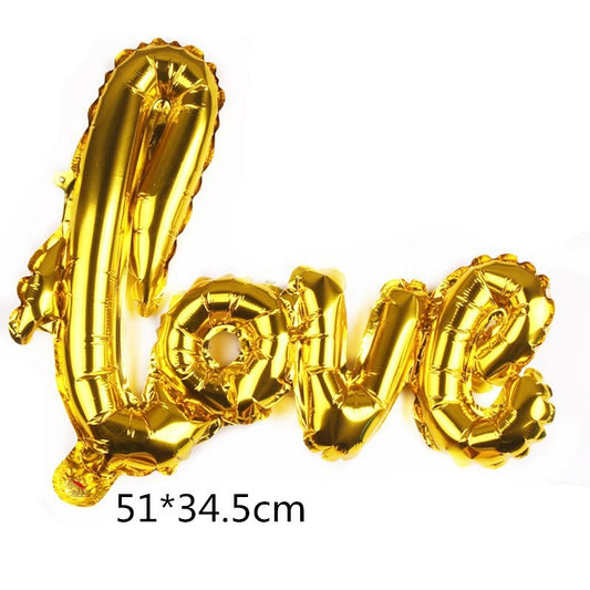 Balon Foil Love Latin Gold / Love Letter Size 38 x 54 cm Warna Gold
