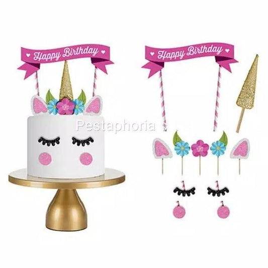 Set Hiasan Kue Unicorn / Cake Topper Set Unicorn Eyelash