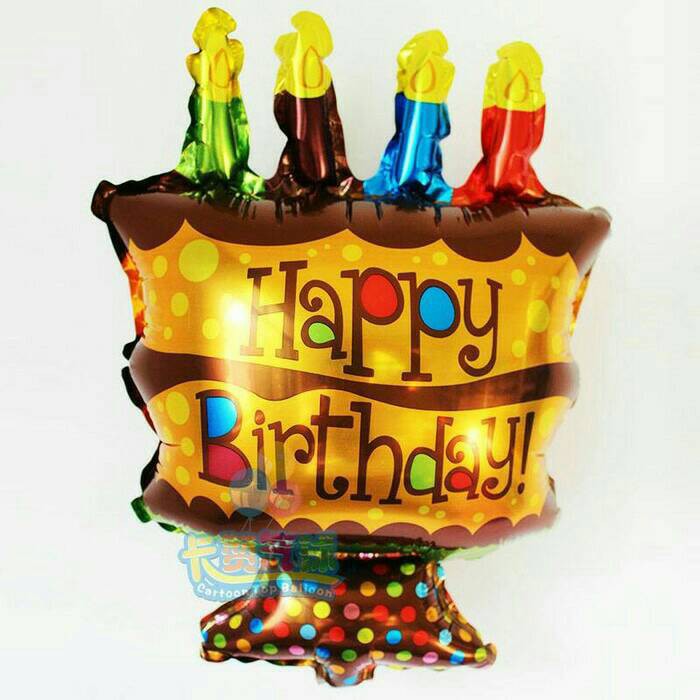 Balon Foil Happy Birthday Cake Coklat Mini