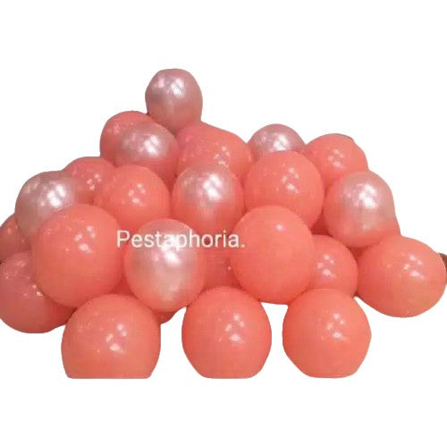 Balon Latex / Lateks Metalik 12 inch Warna Rose Gold & Coral