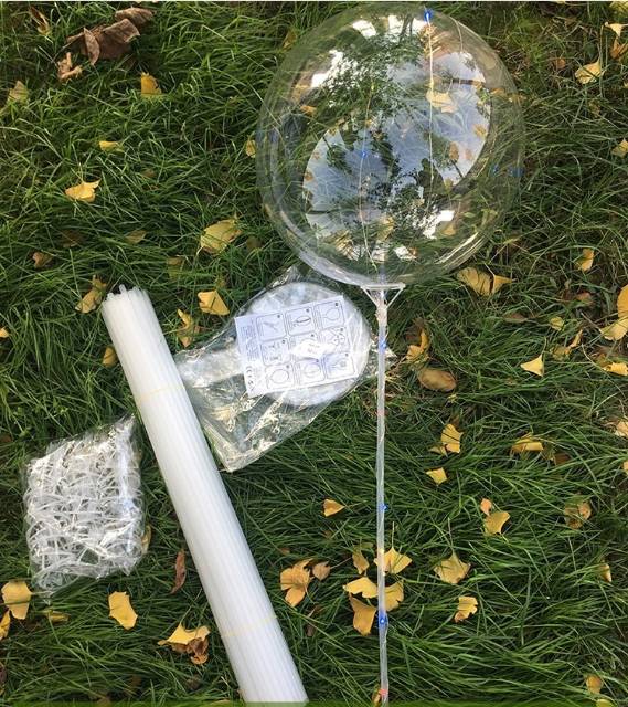 Balon PVC Transparan 24inch + Lampu Kawat LED Handheld + Stick Balon Foil Transparan 70 cm