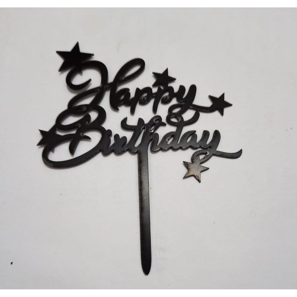 Cake Topper Acrylic / Topper Kue Akrilik Happy Birthday Sweet Seventeen Rose Gold