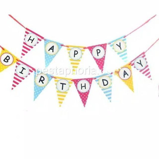 Bunting Flag / Banner Happy Birthday Segitiga Warna Warni