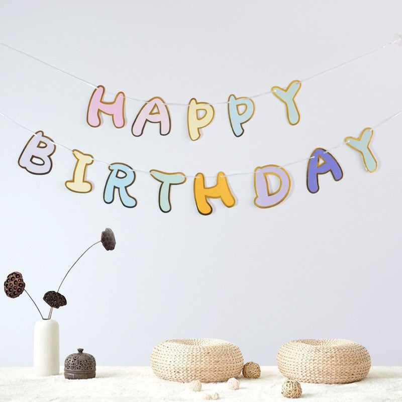 Bunting Flags / Banner Happy Birthday HBD Latin Macaron
