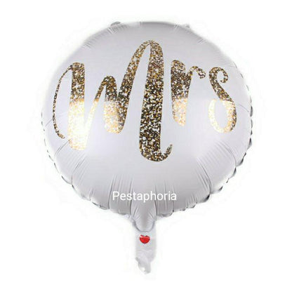 Balon Foil Bulat Mr / Mrs Glitter Gold /Hati Tulisan Love Glitter Gold Size 45 cm