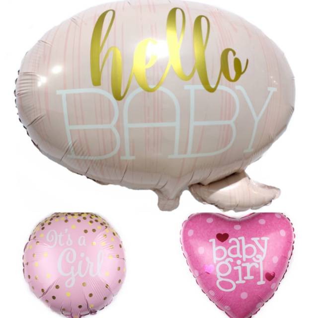 Set Balon Foil Baby Shower Hello Baby It's A Girl / It's A Boy / Baby Boy/ Baby Girl Pastel