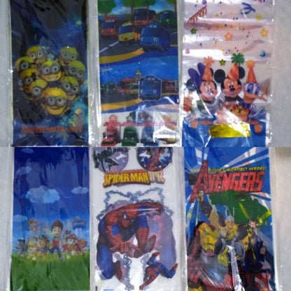 ( isi 10 pcs ) Plastik Snack Kartun / Goodie Bag Besar Size 25 cm x 50 cm /  Bingkisan Ulang Tahun / Ultah