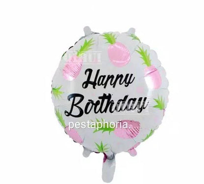 Balon Foil Pineapple Jumbo & Happy Birthday HBD Bulat Pineapple / Nanas