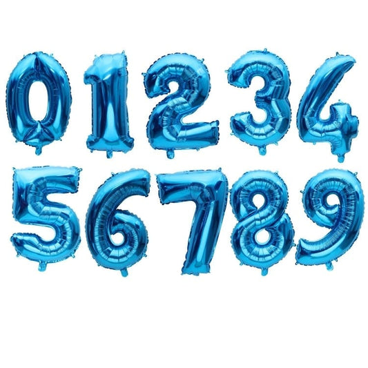 Balon Foil Angka Polos Jumbo 75 cm Warna Biru / Blue