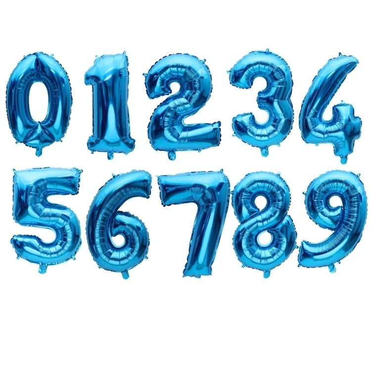 Balon Foil Angka Polos Jumbo 75 cm Warna Biru / Blue